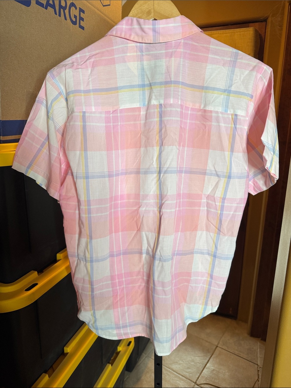 Vintage Diane Von Furstenberg Pastel Plaid Button Up Shirt Pink Size Medium - Picture 9 of 9